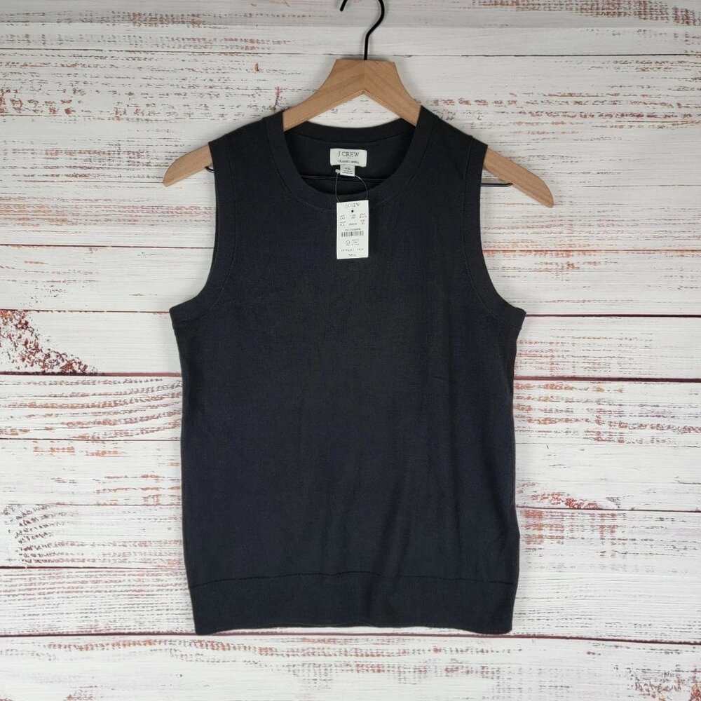 NWT J Crew Classic Shell Sweater Vest Women's Sz XS Black Business Casual Cotton